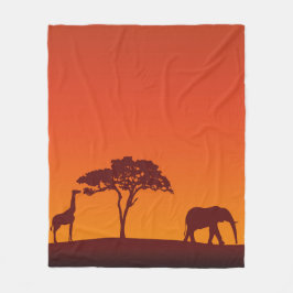 Afrikanische Safari-Silhouette - Fleece-Decke Fleecedecke