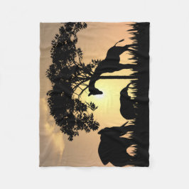 Afrikanische Safari-Silhouette-Fleece-Decke Fleecedecke