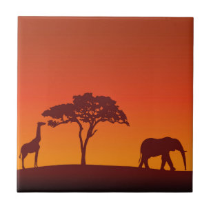 Afrikanische Safari-Silhouette - Fliese