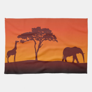 Afrikanische Safari-Silhouette - Küchen-Tuch Handtuch