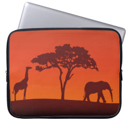 Afrikanische Safari-Silhouette - Laptop-Hülse Laptopschutzhülle