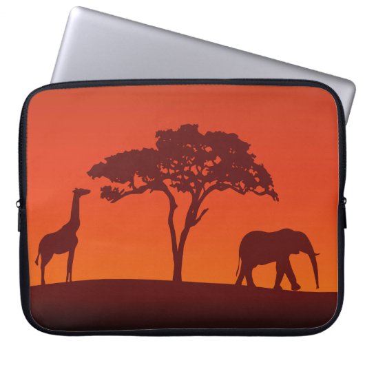 Afrikanische Safari-Silhouette - Laptop-Hülse Laptopschutzhülle (Vorderseite)