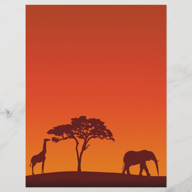 Afrikanische Safari-Silhouette - Letterhead (Vorderseite)