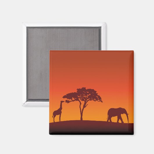 Afrikanische Safari-Silhouette - Magnet (Vorderseite/Rückseite)