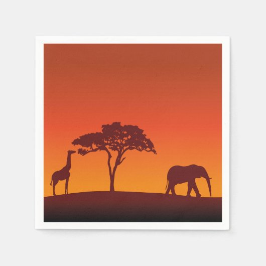 Afrikanische Safari-Silhouette - Paper Napkin Serviette (Vorderseite)