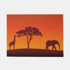 Afrikanische Safari-Silhouette - Tür-Matte Fußmatte
