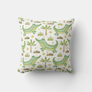 Afrikanische Safari: Wasserfarbe Krokodil & Palmen Kissen