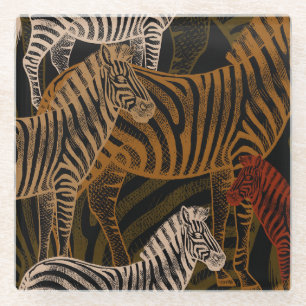 Afrikanische Safari: Zebra Vintag Design Glasuntersetzer