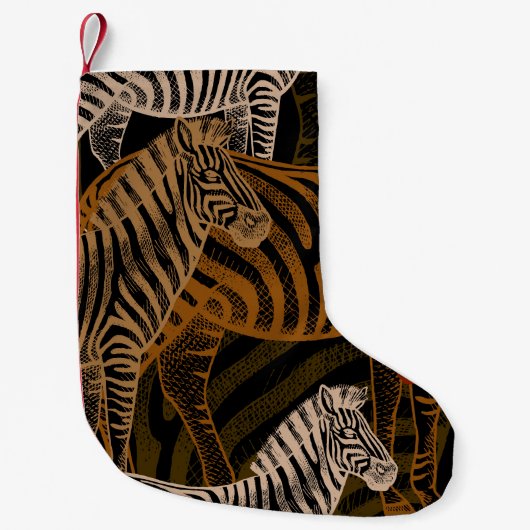 Afrikanische Safari: Zebra Vintag Design Kleiner Weihnachtsstrumpf (Vorderseite)