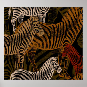 Afrikanische Safari: Zebra Vintag Design Poster