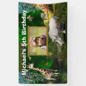 Afrikanische Safaritiere Waldzoo Geburtstagsfeier Banner (Vertikal)