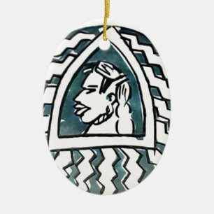 Afrikanische Schönheit Bongo Maasai-Porträt Stamme Keramik Ornament