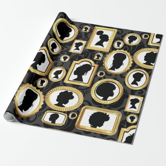 Afrikanische Schönheitskamera Vintage Damaske Geschenkpapier (Ungerollt)