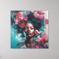 Afrikanische Schwarze Frau mit Blume Mauer Kunst