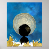 Afrikanische schwarze Frau vor der Mondwand Poster (Vorne)