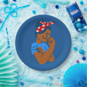 afrikanische schwarze Rosie the Riveter Rockabilly Pappteller (Party)