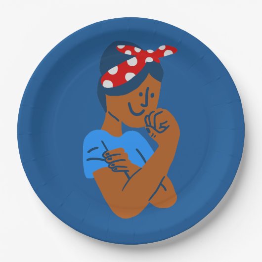 afrikanische schwarze Rosie the Riveter Rockabilly Pappteller (Vorderseite)