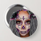 Afrikanische Schwarze Voodoo Priestersess Fantasy Button (Vorne & Hinten)