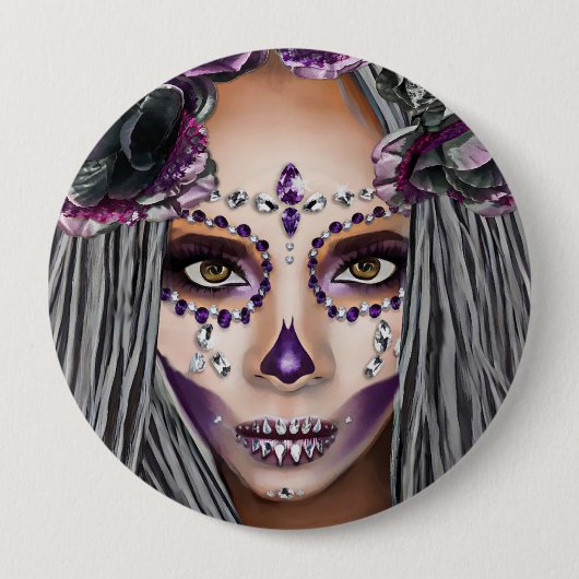 Afrikanische Schwarze Voodoo Priestersess Fantasy Button (Vorderseite)
