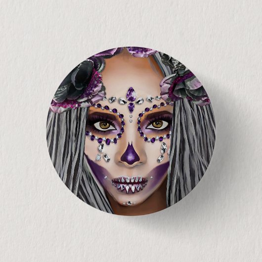 Afrikanische Schwarze Voodoo Priestersess Fantasy  Button (Vorderseite)