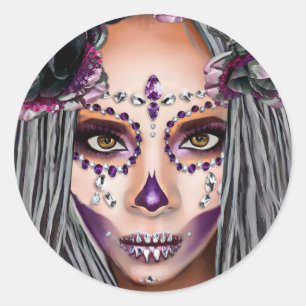 Afrikanische Schwarze Voodoo Priestersess Fantasy Runder Aufkleber