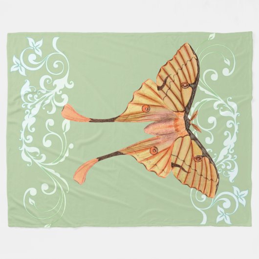 Afrikanische Seidenmotte Fleecedecke (Vorderseite (Horizontal))