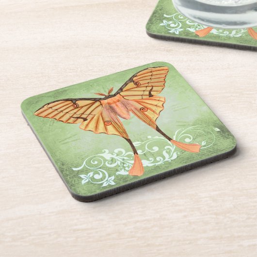 Afrikanische Seidenmotte Getränkeuntersetzer (Linke Seite)