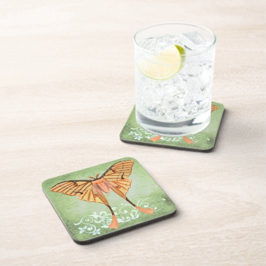 Afrikanische Seidenmotte Getränkeuntersetzer (Rechte Seite)