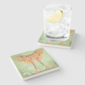 Afrikanische Seidenmotte Steinuntersetzer (Seitenansicht)