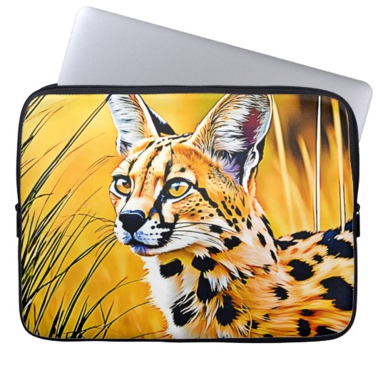Afrikanische Serval Art Laptopschutzhülle (Vorderseite)