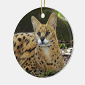 Afrikanische Serval-Weihnachtsverzierung Keramikornament (Links)