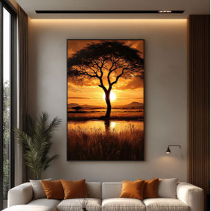 Afrikanische Silhouette Leinwanddruck