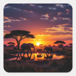 Afrikanische Sonnenuntergangs-Majestät-Leggings-St Quadratischer Aufkleber