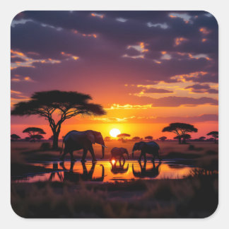 Afrikanische Sonnenuntergangs-Majestät-Leggings-St Quadratischer Aufkleber