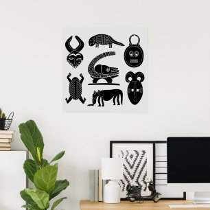 afrikanische Stammeken und Tiere Poster