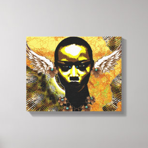 Afrikanische Stammes- Frau mit den Engel winged Leinwanddruck