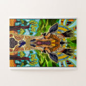Afrikanische Stammes-Giraffe Puzzle (Horizontal)
