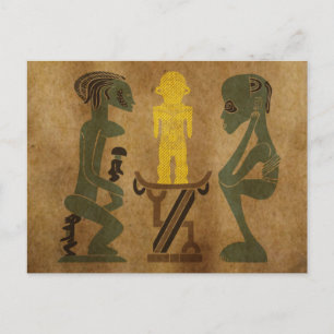 Afrikanische Stammes-Silhouette Vintage-Szenen-Kun Postkarte