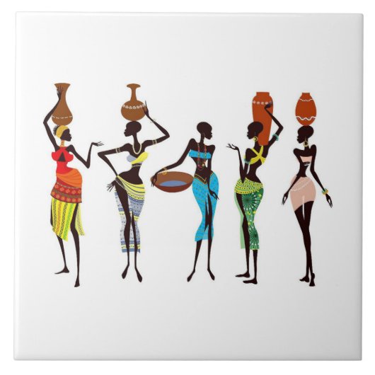 afrikanische Stammesfrauen Fliese (Vorderseite)