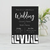 Afrikanische Stammeshochzeit Schwarz/Weiß Einladung (Stehend Vorderseite)