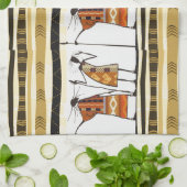 Afrikanische Stammesjäger Grafik Küchentuch (Gefaltet)