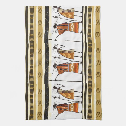 Afrikanische Stammesjäger Grafik Küchentuch (Vertikal)