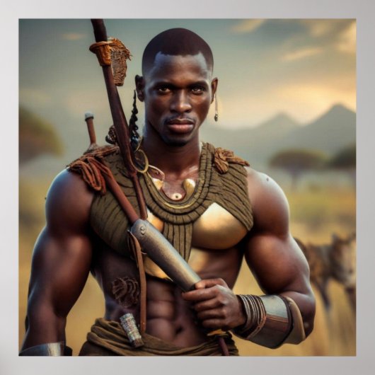 Afrikanische Stammeskriegermauer Poster (Vorne)