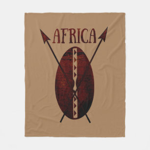 Afrikanische Stammeskunst Schild und Speer Vintage Fleecedecke