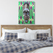 Afrikanische Stammesmaske Grüne Lila Canvas drucke (Insitu (Schlafzimmer))