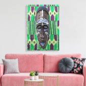 Afrikanische Stammesmaske Grüne Lila Canvas drucke (Insitu (Wohnzimmer))