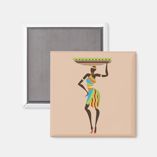 Afrikanische Stammesmutter mit korbischer Stammesk Magnet (Vorderseite/Rückseite)