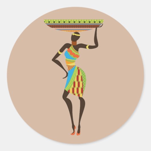 Afrikanische Stammesmutter mit korbischer Stammesk Runder Aufkleber (Vorderseite)