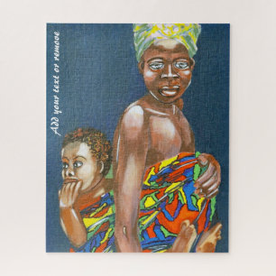 afrikanische Stammesmutter und Kind, bunte Kunst, Puzzle