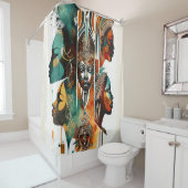 Afrikanische Stammfrauen Malerei, zeitgenössische Duschvorhang (Beispiel)